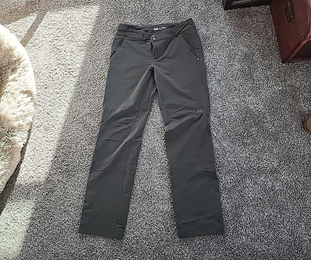 REI Womens Charcoal/Green Outdoor Softshell Straightleg
